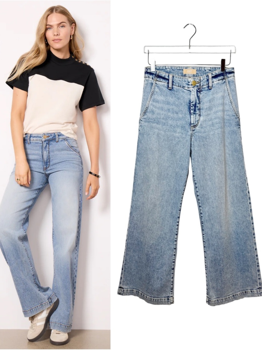 Evereve Kuth From The Kloth Jodi Wide Leg Women’s Light Wash Trouser Jeans Sz 6